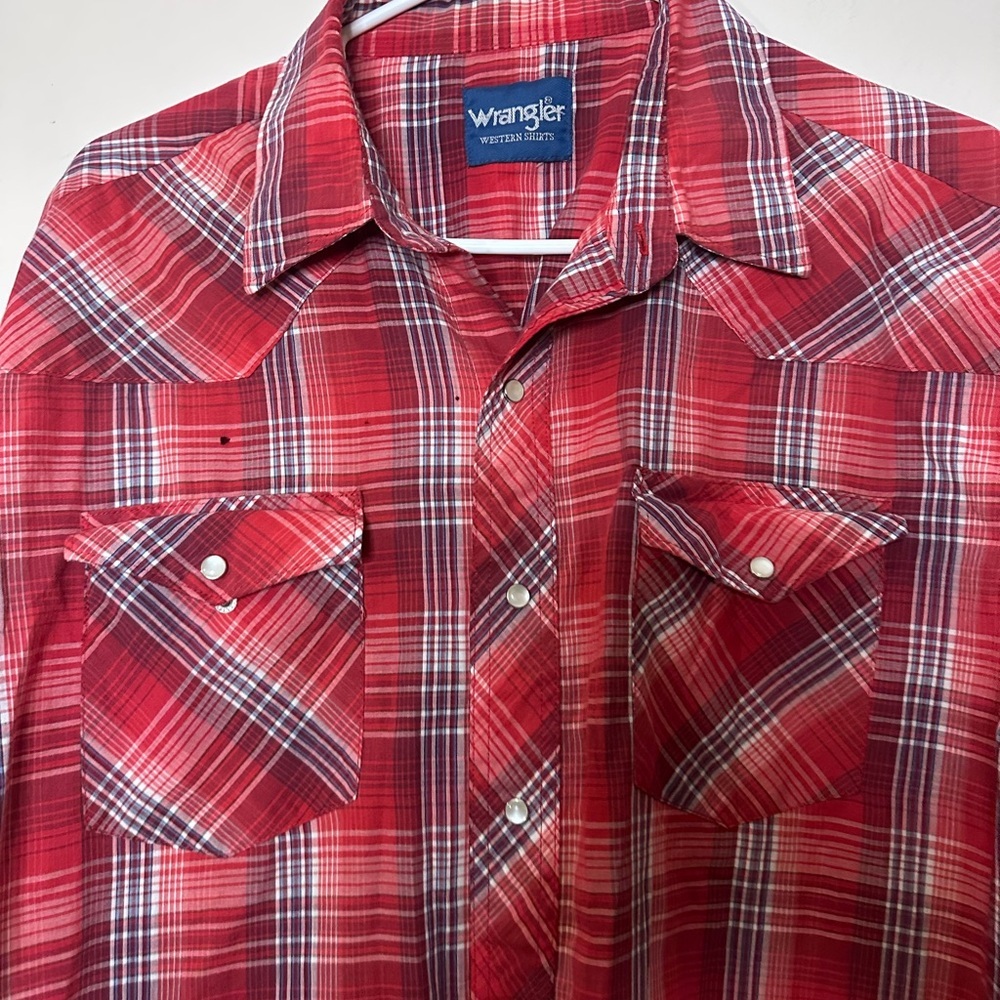 Wrangler Men's Red Plaid Shirt